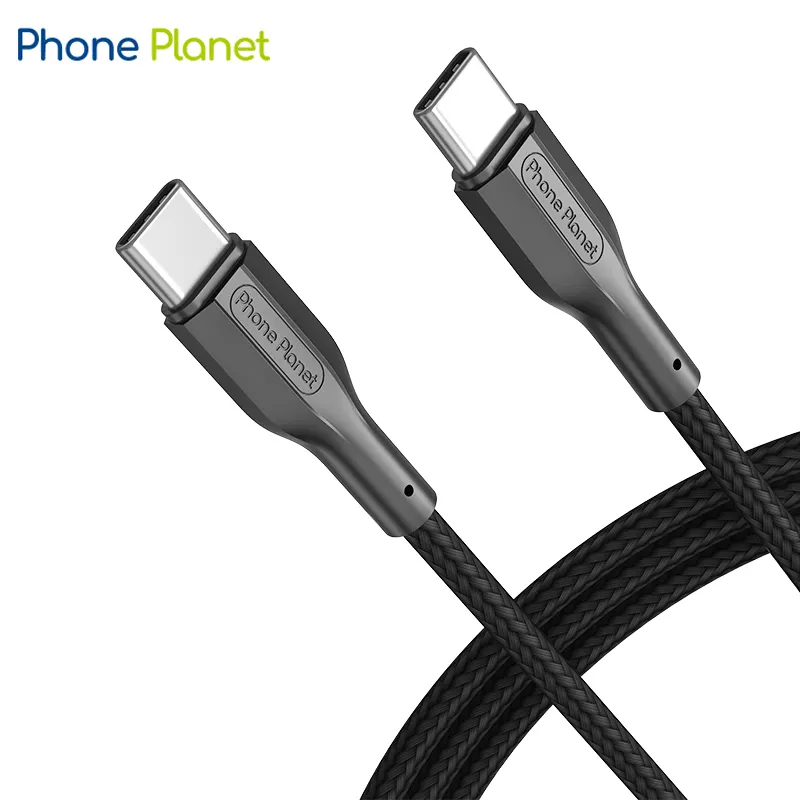 Phone Planet USB C to USB C Cable 1M Black Braided Type C Data Cable Mobile Phone Charger Cable Quick Charging Android