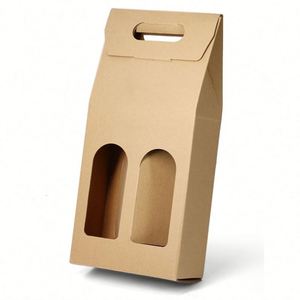Cajas de papel de regalo para botellas de vino corrugadas al por mayor, 2 cajas de envío portátiles para whisky con asa de troquelado para <span class=keywords><strong>vodka</strong></span> y Tequila - Product Image 6