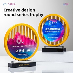 Nuevo y Creativo Trofeo <span class=keywords><strong>de</strong></span> Cristal <span class=keywords><strong>de</strong></span> Alta Gama con Logotipo Personalizado y Metal, Premio al Empleado Destacado por su Actividad en el Equipo 2025 - Product Image 2