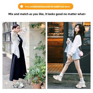 <span class=keywords><strong>GGCC</strong></span> Nuevo Color, Fotos Reales, Zapatillas de Plataforma Gruesa con Cordones, Estilo Dad Shoes, para Mujer, Verano, Transpirables, Ligeras, Último Modelo 2025 - Product Image 3