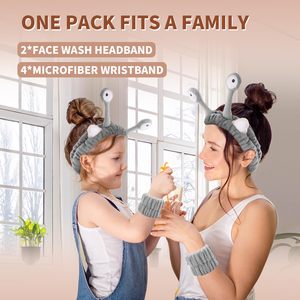 Personalized Skin Care Cute <strong>Snail</strong> Hairband <strong>Makeup</strong> Facial Wrist Washband Face Wash Set Flannel Velvet Custom logo Spa <strong>Headband</strong> - Product Image 3