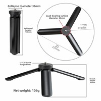 Mini trépied de bureau en alliage d'aluminium pour stabilisateur, support de lampe de remplissage, support de lampe torche, éclairage photo, diffusion en direct, 6-10 kg