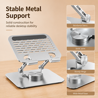Nuevo Soporte Portátil para Laptop de Aluminio Plateado, Plegable de Doble Eje, Estándar CE RoHS, para Uso en Casa, Oficina, Tabletas y Computadoras