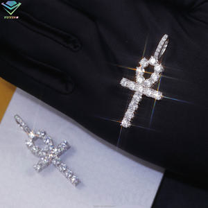 จี้รูปอังค์แบบ Iced out มีเพชรโมอิสซาไนต์ VVS ชุบทอง เงินแท้ 925 สไตล์ฮิปฮอป พร้อมใบรับรอง GRA มีสินค้าในสต็อก ของขวัญสั่งทำได้ - Product Image 2