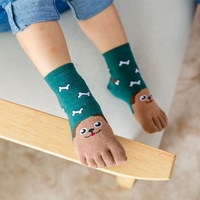 Chaussettes fantaisie en coton pour enfants, motif animaux mignons, cinq doigts, vente en gros