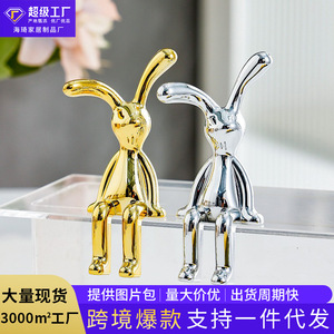 Décorations créatives en résine de style nordique en forme de lapin, boîte à mouchoirs multifonctionnelle pour la maison, rangement de bijoux, article cadeau - Product Image 5