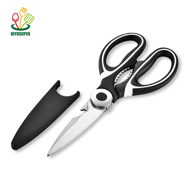 Hot Sale Multifunctional Kitchen Scissors 8 Inch Lightweight 120g for Chicken Bone Opening Bottle Shearing PP Handle 2.5mm Blade
