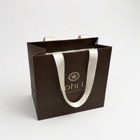Custom Printed Classic Rectangle Paperboard Christmas Gifts Bags Ribbon Handles Packaging for Beauty Salon Shopping Bags