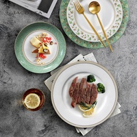 Set d'assiettes de table avec bord doré Assiettes à soupe Assiettes décoratives dorées