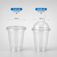 Gobelet en plastique jetable avec logo personnalisé, impression de logo personnalisée, gobelet en PET transparent de 16 oz avec couvercle pour boissons froides, thé à bulles Boba