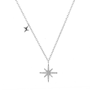 Collana con Pendente Stella Polare alla Moda, Placcata in Rodio, Argento Sterling 925 con Zirconi, Regalo per Donne - Product Image 1