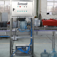 Machine d'emballage automatique Sunswell en acier inoxydable et plastique pour seaux, 300 BPH, remplissage et bouchage haute précision 0,05 %, 5 gallons