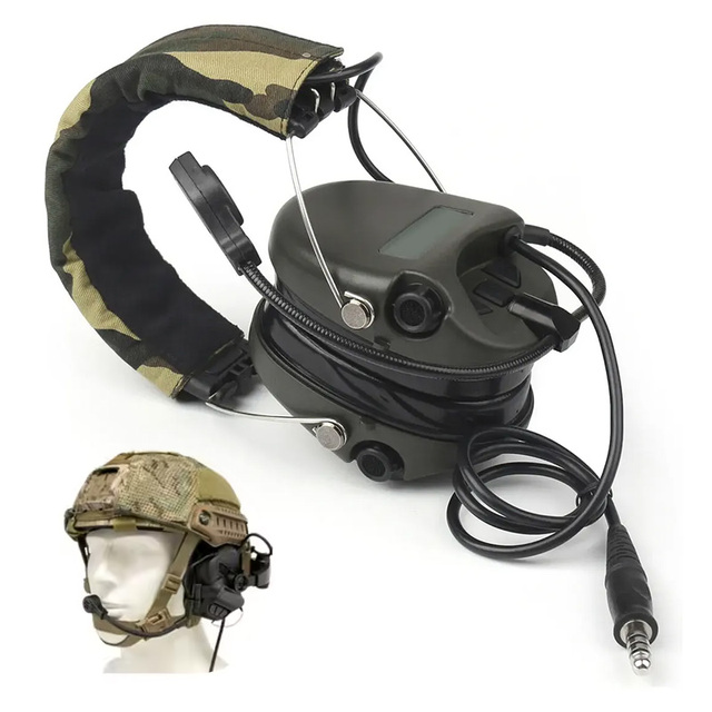 H60 Specialized Tactical Earmuff Earpiece Electronic Sound Pickup & Noise Reduction Mic Communication Helmet Intercom Headphone