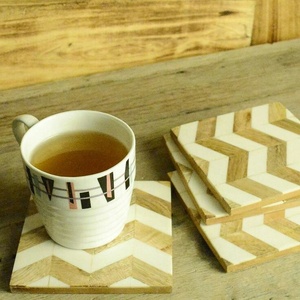 Modern Brass Inlay Acacia Wood Coaster Set Vintage Luxury Kitchen Table Decor <b>Mats</b> Pads Casual Bag for Wedding Party Occasions - Product Image 6