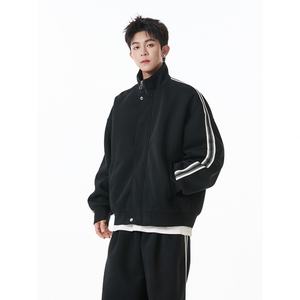 Ensemble pull col montant style japonais avec blocs de couleur et ruban, 100 % fibre de bambou, strass, pour homme, collection automne, marque tendance, coupe décontractée - Product Image 5