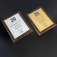 Plaque de certification en bois avec impression personnalisée, plaqué or et argent, pour trophées et récompenses d'entreprise