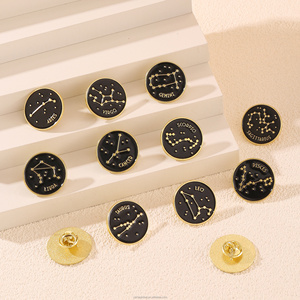 Broche <span class=keywords><strong>de</strong></span> aleación <span class=keywords><strong>de</strong></span> doce constelaciones al por mayor personalidad creativa letras doradas pintura insignia técnica <span class=keywords><strong>de</strong></span> fundición chapada en oro - Product Image 3
