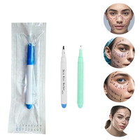 Stylo Marqueur Permanent Effaçable pour la Peau, Format Mini, à Base d'Eau, Pointe Fine en Polyester de 1 mm, Applications Chirurgicales, Cosmétiques, Tatouages, Piercings