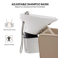 Vente Chaude Fauteuils de Lavage Professionnels pour Salon de Coiffure, Bac à Shampooing avec Cuvette Noire/Blanche pour Mobilier de Salon de Coiffure
