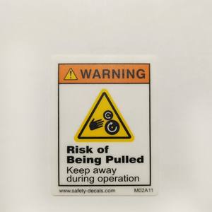 Autocollant de sécurité résistant à la chaleur et à l'eau avec adhésif 3M pour machines et équipements industriels, avertissement : risque de traction - Product Image 2