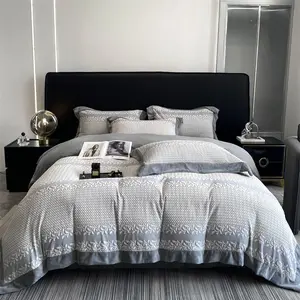 High Quality Jacquard Design Velvet 4 Pieces Warm Comforter Duvets Cover Set Bedding