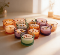 Lilin Aromaterapi Bunga Kering Zijin 5 Warna, Waktu Bakar 4 hingga 8 Jam, Lilin Nabati untuk Relaksasi di Rumah dan Dekorasi Spa