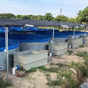 <span class=keywords><strong>Lona</strong></span> de PVC resistente a la corrosión recubierta de <span class=keywords><strong>estanque</strong></span> de peces galvanizado tanques de agua de gran capacidad para piscicultura de camarones al aire libre - Product Image 1