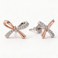 Boucles d'oreilles tendance en argent sterling 925 plaqué rhodium avec zircon, finition personnalisée QX, bijoux fins pour femmes