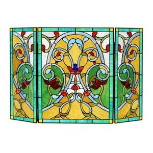 Mampara Decorativa para Chimenea de Vidrio Artístico Estilo Tiffany de 40''*28'' para Sala de Estar - Product Image 5
