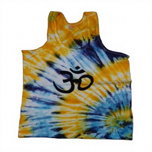 เสื้อกล้ามผู้ชายผ้าฝ้ายถัก 100% พิมพ์ลายมัดย้อมสไตล์ฮินดูยอดนิยม สำหรับฤดูร้อน ขายส่งจากอินเดีย - Product Image 1