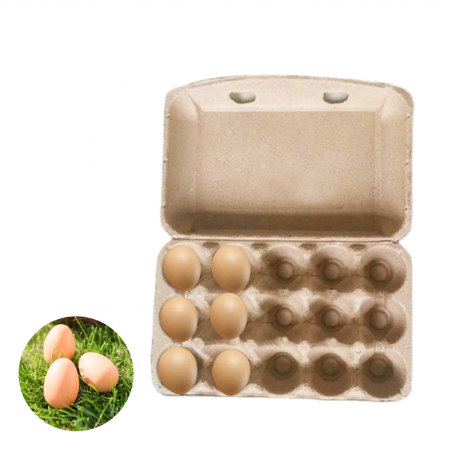Biodegradable Compostable 2 6 12 15 30 Cells Egg Packaging Box Paper Egg Cartons Pulp Egg Carton with Clamshell Lid