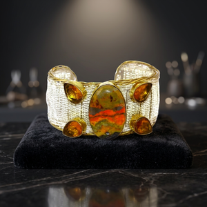 Magnifique bracelet manchette en argent sterling 925 avec citrine - Cadeau adorable pour les occasions festives - Product Image 3
