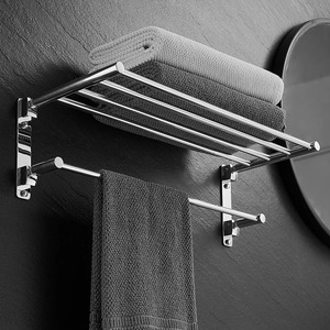 <span class=keywords><strong>Portasciugamani</strong></span> Pieghevole in Acciaio Inox a Doppio Strato con Finitura Cromata, Montaggio a Parete <span class=keywords><strong>per</strong></span> Bagno, Toilette, <span class=keywords><strong>Lavabo</strong></span>, 5 Ripiani - Product Image 2