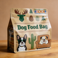 Pochette à fermeture éclair avec poignée facile à déchirer, à double paroi, résistante à l'humidité, personnalisable avec impression de logo, format 16 oz, pour aliments pour animaux de compagnie