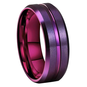 Anelli in Alluminio Color Caffè CHENG JEWELERS con Intarsio in Carburo di Tungsteno Nero 8mm, Gioielli di Lusso per Uomo - Product Image 2