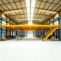 HONGXIN Étagère de mezzanine en acier robuste sans boulons, en acier laminé à froid, revêtement poudré, résistant à la corrosion, réglable, 2-3 niveaux