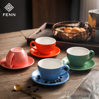 FENN Tasses et soucoupes à cappuccino épaisses et colorées, nouvelles tasses à café en céramique, tasses à latte, vaisselle