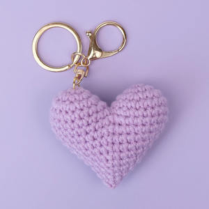 귀여운 Amigurumis 미니 크로 셰 뜨개질 하트 키 체인 랍스터 걸쇠 수제 뜨개질 행운의 매력 열쇠 고리 액세서리 발렌타인 선물 - Product Image 2