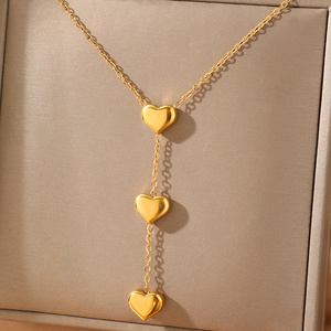 Collar de Cadena <span class=keywords><strong>Simple</strong></span> de Acero Inoxidable con Colgante de Corazón para Mujer, Accesorios Modernos para Uso Diario, Resistentes al Agua, Joyería de Moda para el Cuello - Product Image 3