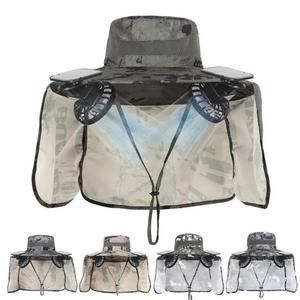 หมวกบักเก็ตไนลอนลายพรางปีกกว้างสำหรับเลี้ยงผึ้ง พร้อมตาข่ายคลุมศีรษะกันยุง เหมาะสำหรับกิจกรรมกลางแจ้ง ตกปลา และฤดูร้อน - Product Image 1