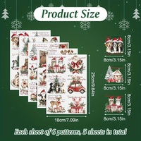 Joyeux Noël 16oz bocaux en verre UV pour DTF tasse enveloppes imperméable résistant aux rayures décalcomanies festives papier de transfert auto-adhésif