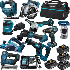 Kit <span class=keywords><strong>de</strong></span> Herramientas Eléctricas Inalámbricas <span class=keywords><strong>Makita</strong></span> <span class=keywords><strong>de</strong></span> 18V, Taladro, Amoladora, Sierra Circular, Destornillador, Llave Inglesa, Juego Completo <span class=keywords><strong>de</strong></span> Herramientas para Construcción - Product Image 2