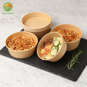 Круглая миска из крафт-бумаги, экологически чистый фруктовый салат на вынос, упаковка для пищевых продуктов, упаковка для пищевых продуктов, пригодные для микроволновой печи, бумажные коробки 16 унций - Product Image 3