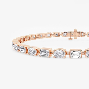 Pulsera Alternada de 7 Pulgadas con Diamantes Cultivados en Laboratorio de Corte Esmeralda y Ovalado de 7.38 CTW, Joyería Elegante y Brillante para Mujer - Product Image 2