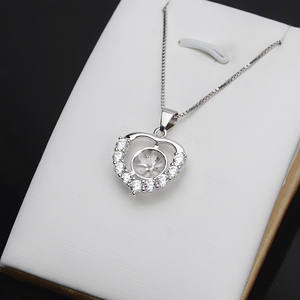 Accessoires DIY pour femmes, pendentif en argent S925 en forme de cœur avec agate de jade et perle de 10-11 mm, plaqué or, sertissage vide 646 - Product Image 3