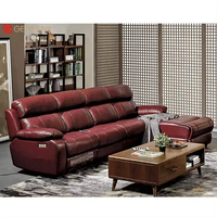 Ensemble de canapés d'intérieur en cuir Gerfenii Meubles de salon Canapé-lit d'angle moderne en forme de L sectionnel inclinable rouge