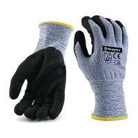 Haute résistance En388 résistant aux coupures ANSI A5 couteau de cuisine 13 jauge HPPE fil d'acier tricoté Sandy Nitrile enduit main gants de sécurité