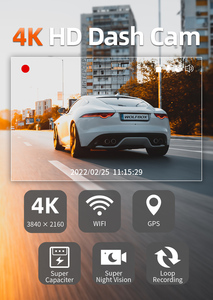 กล้องติดรถยนต์ Wolfbox Distributor D07 รุ่นหน้า-หลัง ความละเอียด 4K พร้อม Wi-Fi และระบบติดตาม GPS - Product Image 2