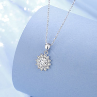 Parure de bijoux en argent sterling S925 avec moissanite, motif tournesol, collier et boucles d'oreilles fleur flèche 8-en-8, adaptée aux femmes