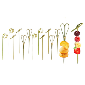 9cm 12cm 15cm bánh sandwich thực phẩm Picks dùng một lần tre Tie knotted xiên Xoắn kết thúc phân hủy sinh học Cocktail Picks bán buôn - Product Image 1